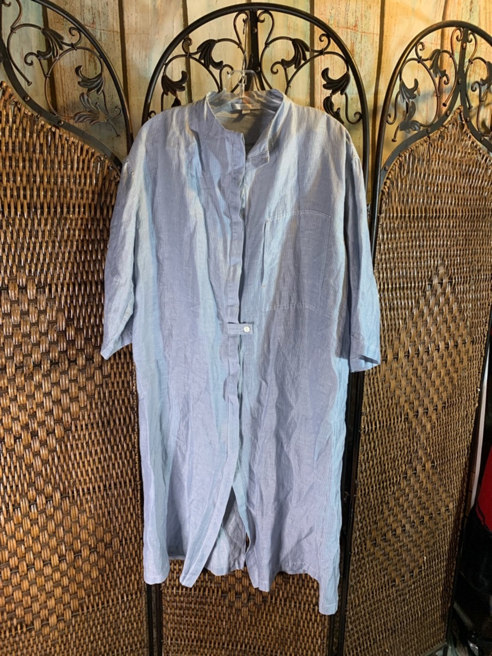 Lunya Cotton, Linen and Silk Button Down Robe Size L